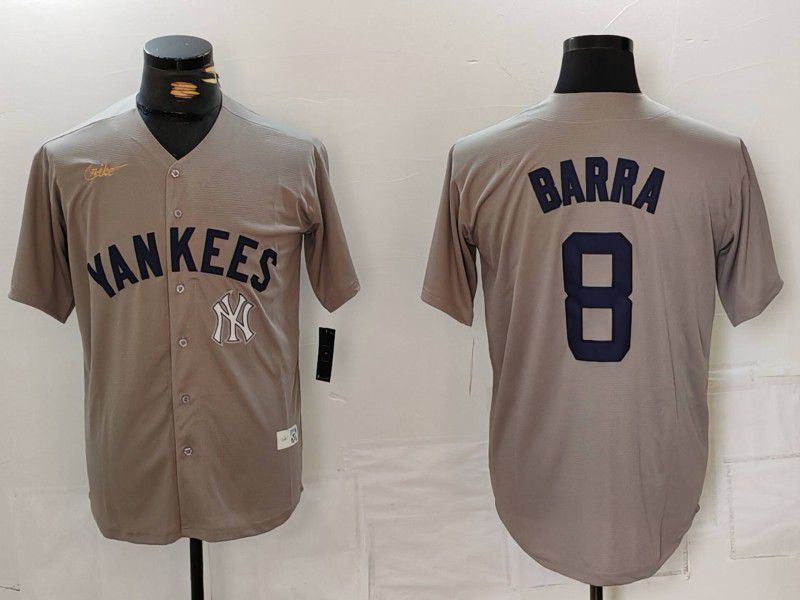 Men New York Yankees #8 Barra Grey Throwback Game 2024 Nike MLB Jersey style 8143